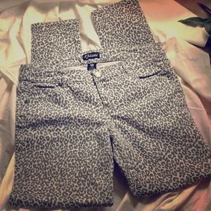 Gray Leopard Print Skinny Jeans